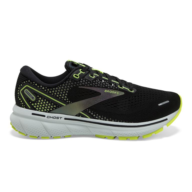 Brooks Ghost 14 Cushioned Women's Road Running Shoes - Black/Nightlife/GreenYellow/Blue (57380-LAYG)